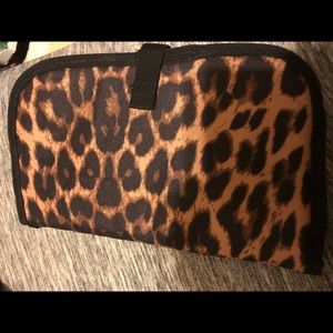 Leopard  colored cosmetic bag and brush holder